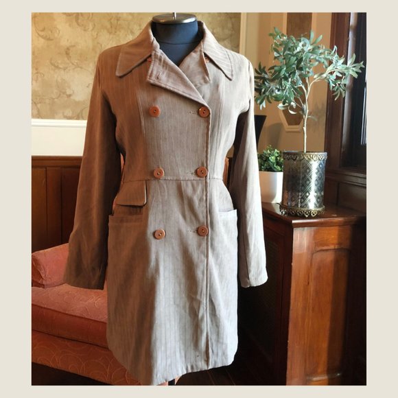 Women Double Breasted Trench Jacket With Lapel Collar, Small - Picture 5 of 12